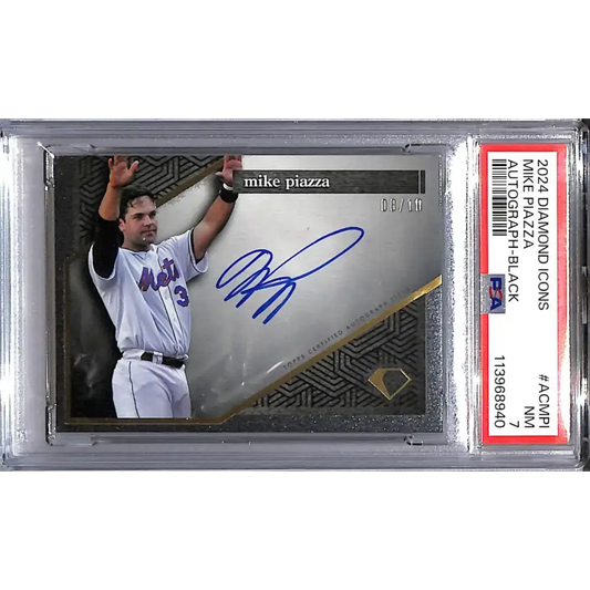 2024 Topps Diamond Icons Black #AC-MPI Mike Piazza PSA 7 NM Auto 08/10 New York Mets - Baseball Card Single