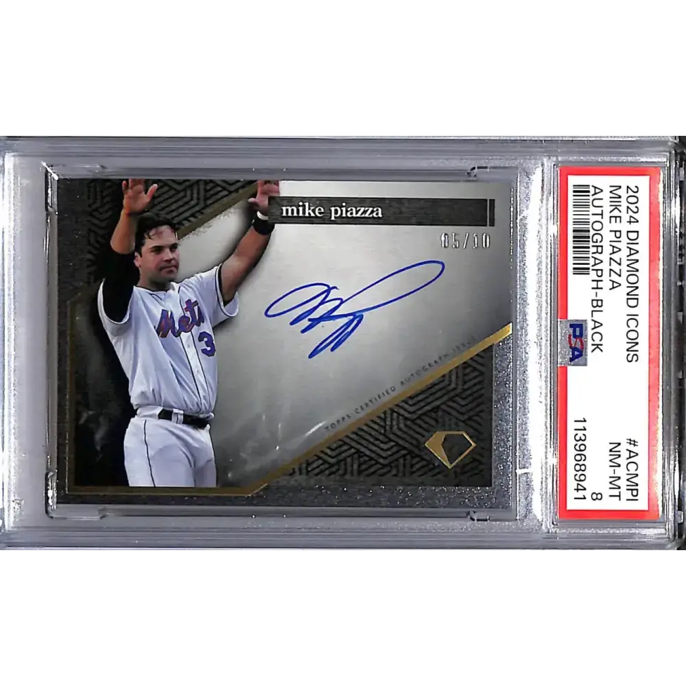 2024 Topps Diamond Icons Black #AC-MPI Mike Piazza PSA 8 NM-MT Auto 05/10 New York Mets - Baseball Card Single