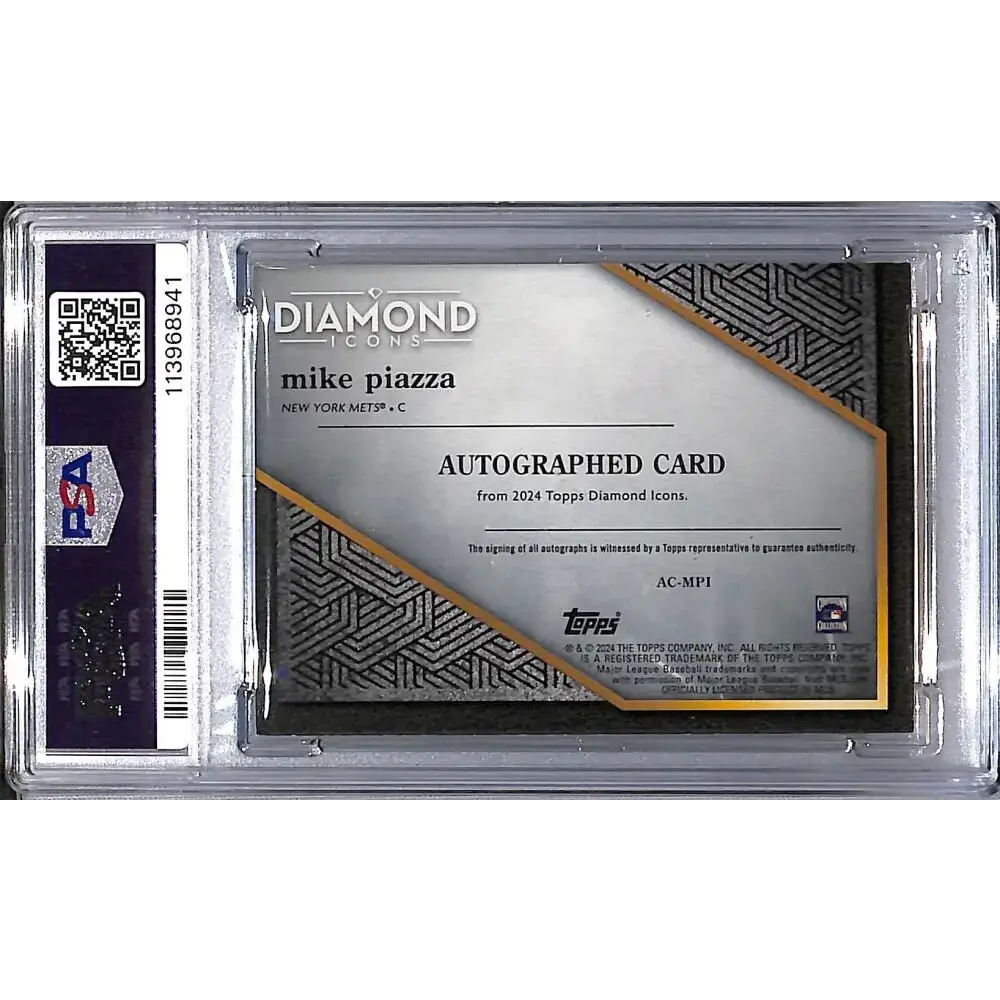 2024 Topps Diamond Icons Black #AC-MPI Mike Piazza PSA 8 NM-MT Auto 05/10 New York Mets - Baseball Card Single