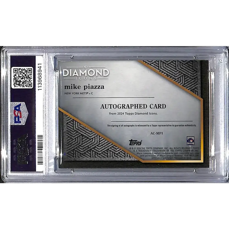 2024 Topps Diamond Icons Black #AC-MPI Mike Piazza PSA 8 NM-MT Auto 05/10 New York Mets - Baseball Card Single