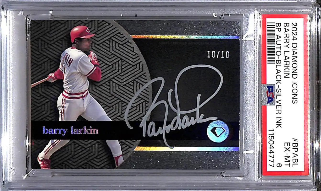 2024 Topps Diamond Icons Black-Silver Ink #BPA-BL Barry Larkin PSA 6 EX-MT Auto 10/10 Cincinnati Reds - Baseball Card