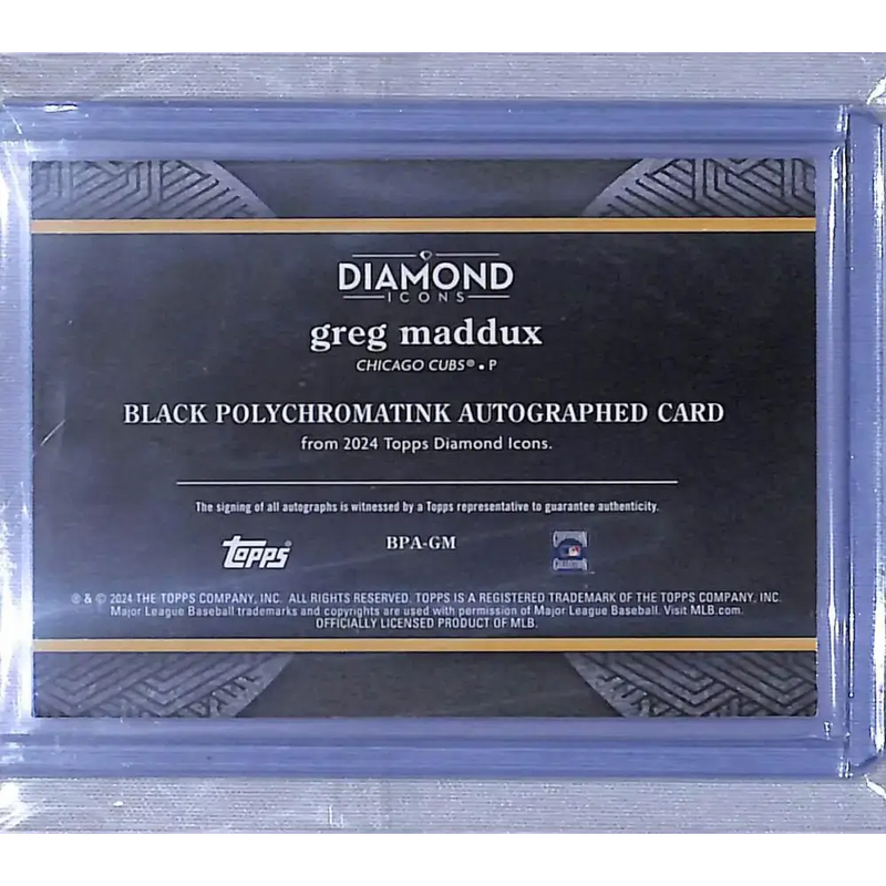 2024 Topps Diamond Icons #BPA-GM Greg Maddux EX Excellent Auto 08/10 Chicago Cubs - Baseball Card Single