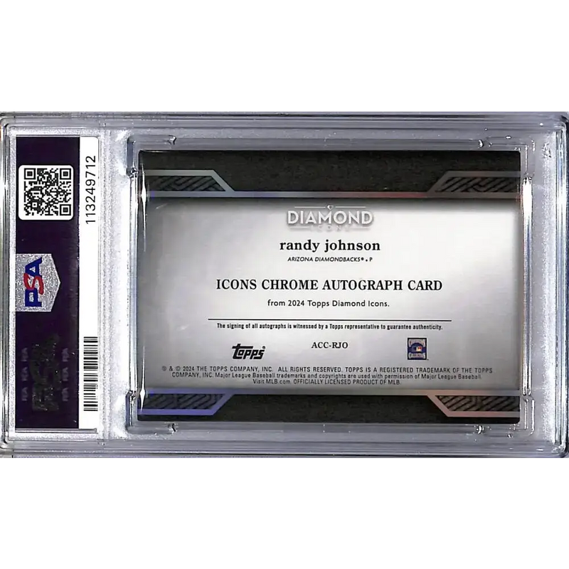 2024 Topps Diamond Icons Chrome Black #ACC-RJO Randy Johnson PSA 8 NM-MT Auto 02/10 Arizona Diamondbacks - Baseball