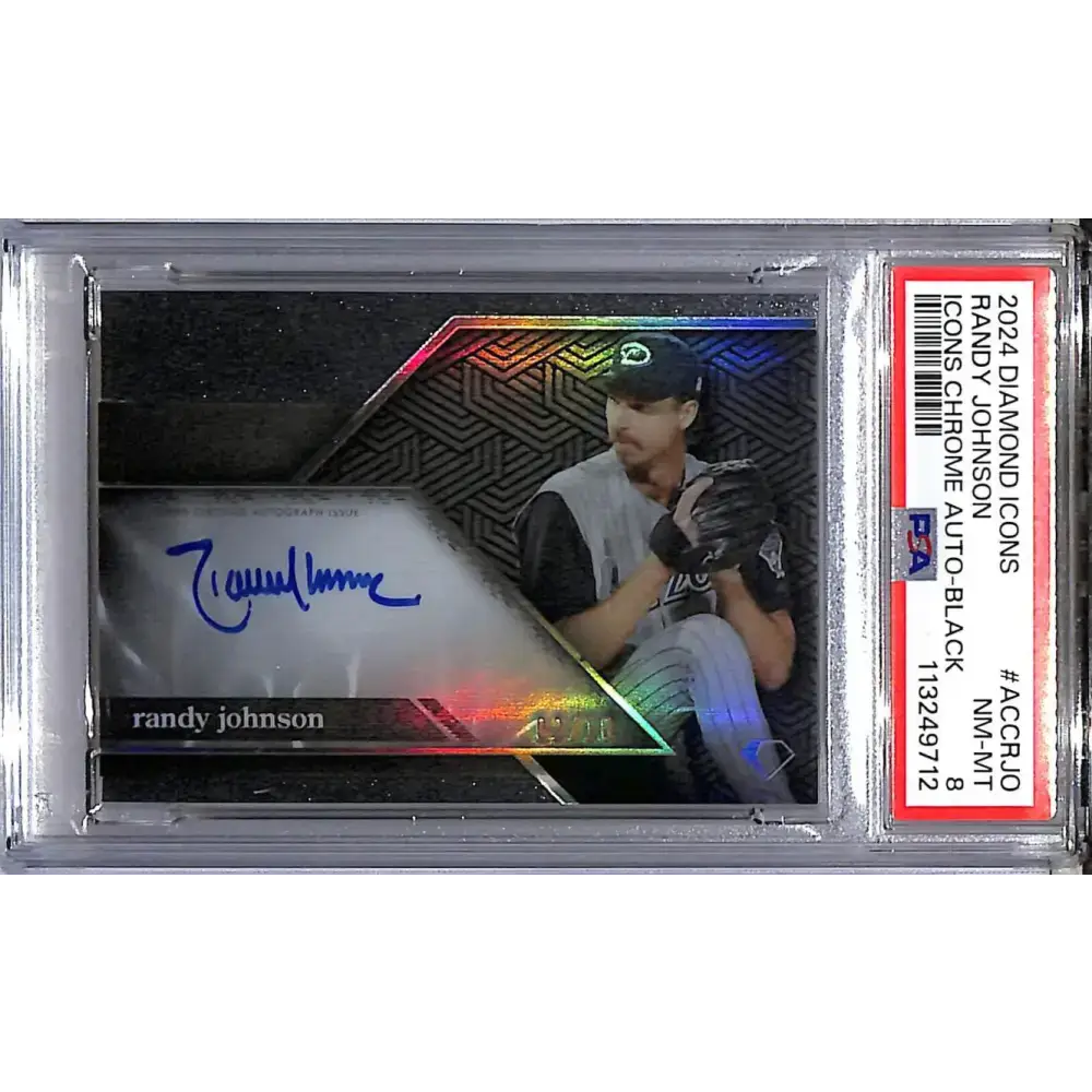 2024 Topps Diamond Icons Chrome Black #ACC-RJO Randy Johnson PSA 8 NM-MT Auto 02/10 Arizona Diamondbacks - Baseball
