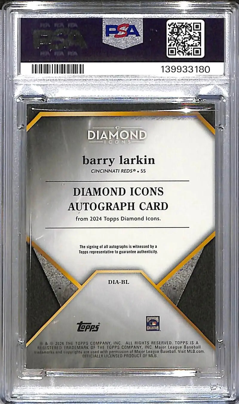 2024 Topps Diamond Icons #DIA-BL Barry Larkin PSA 8 NM-MT Auto 13/25 Cincinnati Reds
