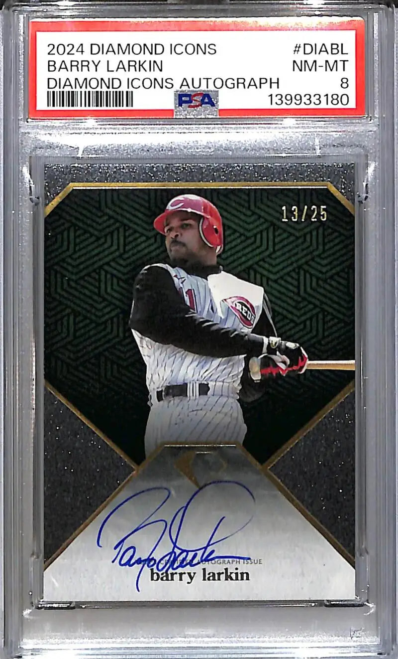 2024 Topps Diamond Icons #DIA-BL Barry Larkin PSA 8 NM-MT Auto 13/25 Cincinnati Reds