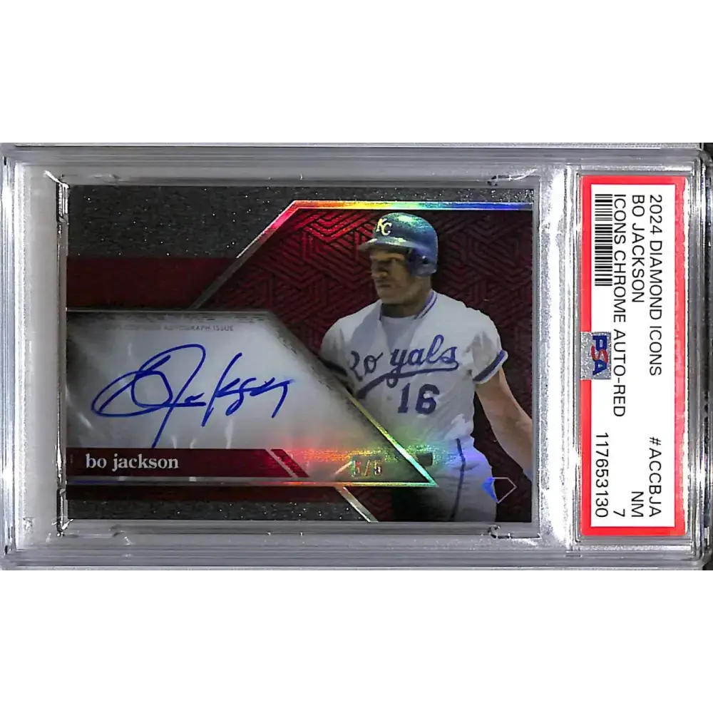 2024 Topps Diamond Icons Red #ACC-BJA Bo Jackson PSA 7 NM Auto 5/5 Kansas City Royals - Baseball Card Single