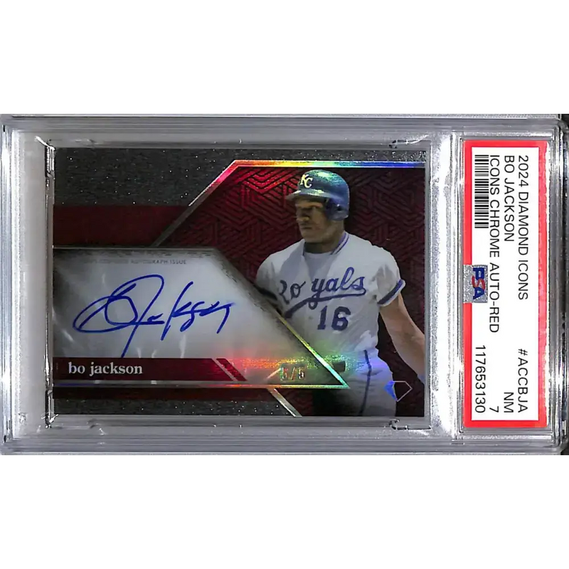 2024 Topps Diamond Icons Red #ACC-BJA Bo Jackson PSA 7 NM Auto 5/5 Kansas City Royals - Baseball Card Single