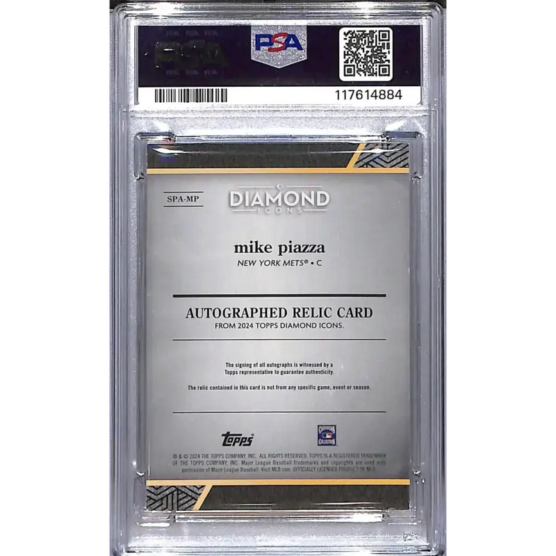 2024 Topps Diamond Icons #SPA-MP Mike Piazza PSA 7 NM MEM Auto 06/10 New York Mets - Baseball Card Single