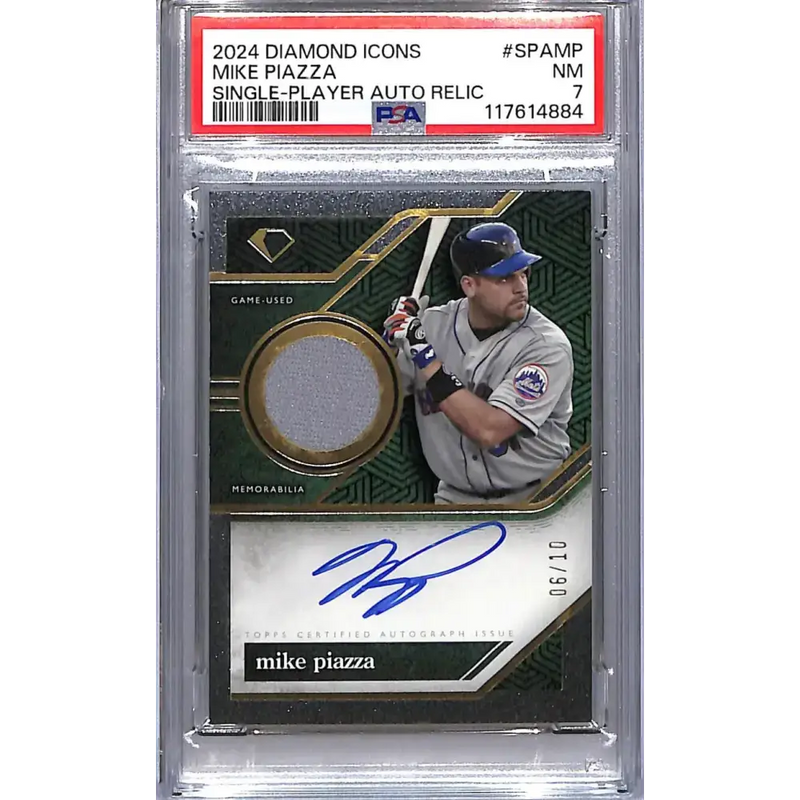 2024 Topps Diamond Icons #SPA-MP Mike Piazza PSA 7 NM MEM Auto 06/10 New York Mets - Baseball Card Single