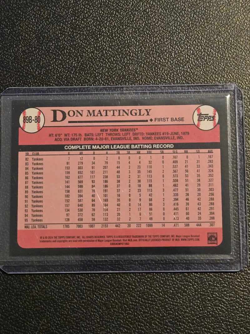 2024 Topps Don Mattingly 1989 Topps Baseball 35th Anniversary (Series One) - Baseball Card Single