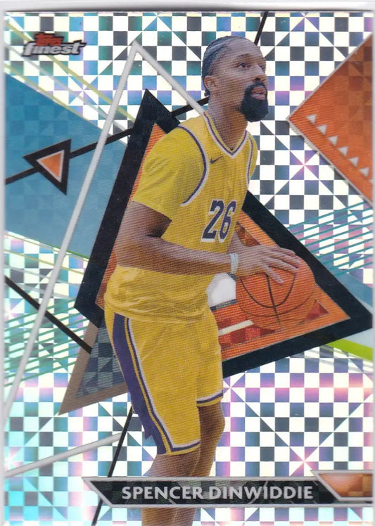Spencer Dinwiddie Checkerboard card from 2024 Topps Finest Los Angeles Lakers collection