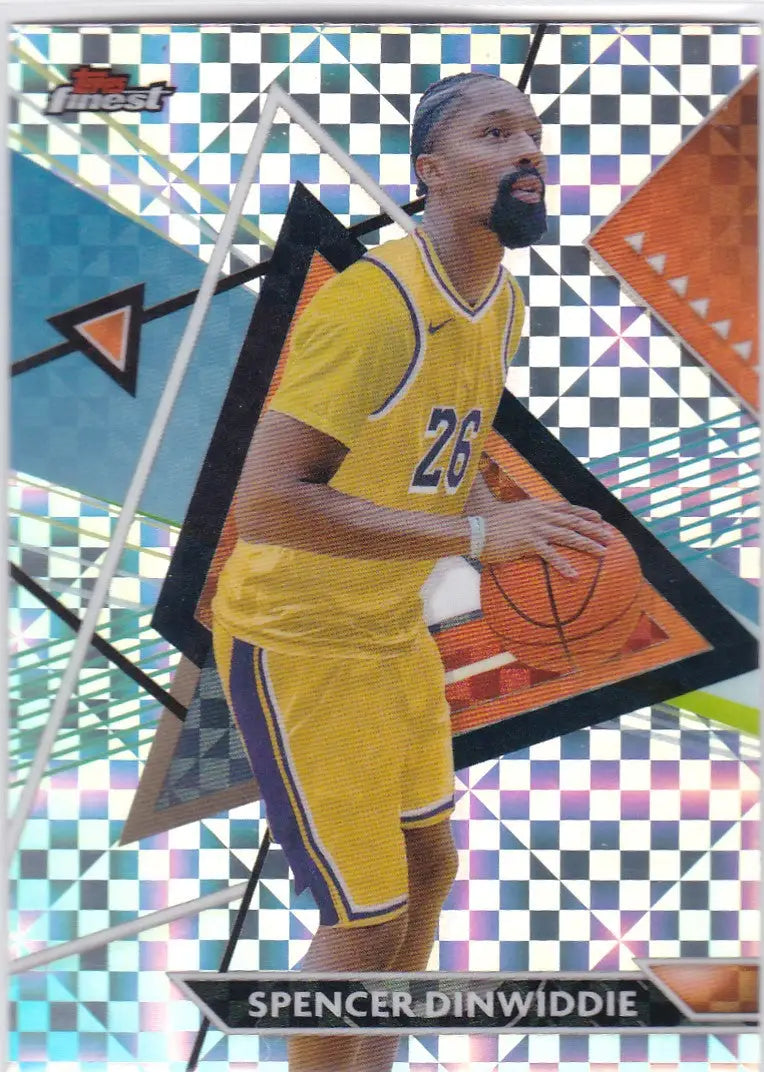 Spencer Dinwiddie Checkerboard card from 2024 Topps Finest Los Angeles Lakers collection