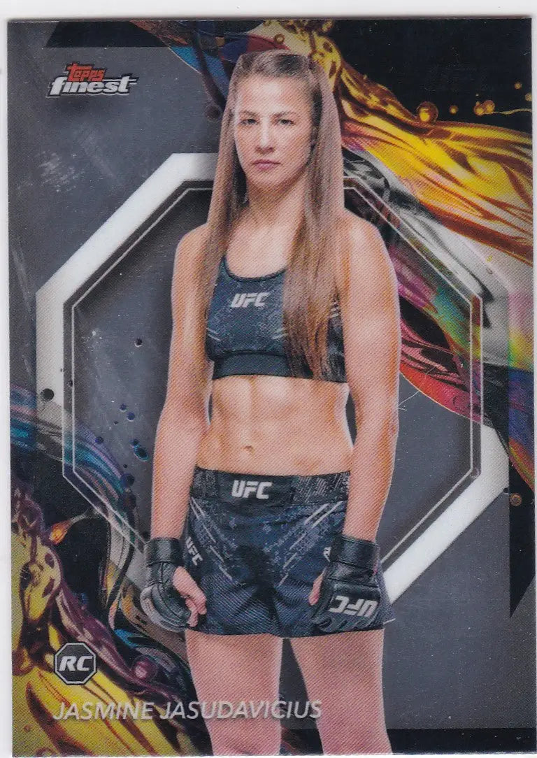Jasmine Jasudavicius UFC trading card from 2024 Topps Finest RC Flyweight collection