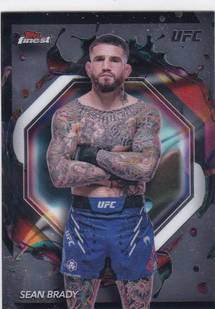 Sean Brady UFC trading card from 2024 Topps Finest featuring rare welterweight edition