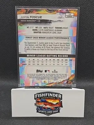 2024 Topps Finest - Common Justin Foscue #23 Sky Blue Refractor /325 (RC) - Baseball Card Single
