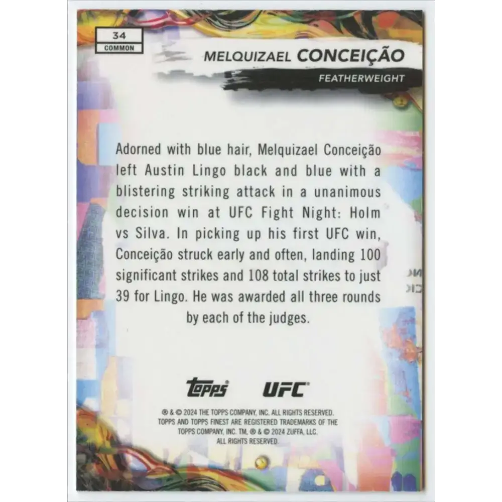 2024 Topps Finest UFC #34 Melquizael Conceicao NM-MT RC Rookie Featherweight Men MMA Card - UFC/MMA Card Single