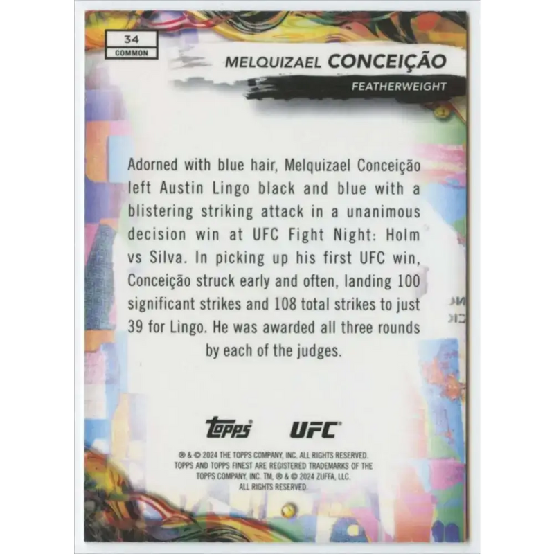 2024 Topps Finest UFC #34 Melquizael Conceicao NM-MT RC Rookie Featherweight Men MMA Card - UFC/MMA Card Single