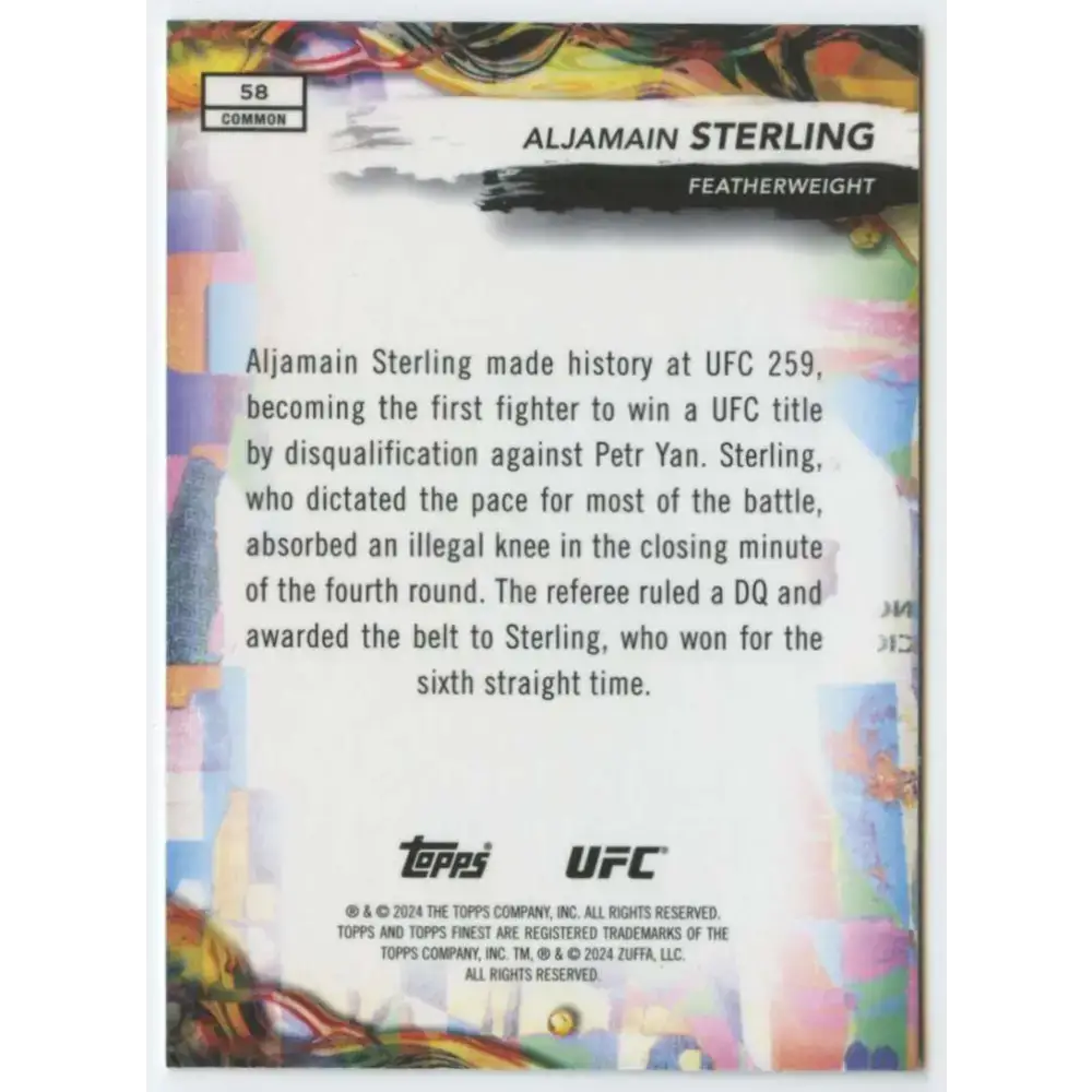 2024 Topps Finest UFC #58 Aljamain Sterling NM-MT Bantamweight Men MMA Card - UFC/MMA Card Single