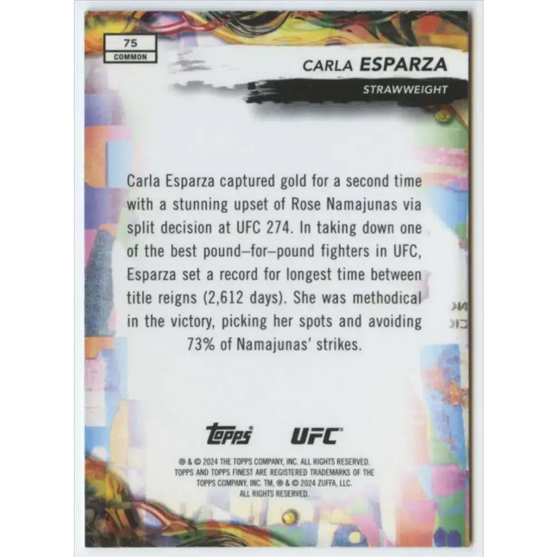 2024 Topps Finest UFC #75 Carla Esparza NM-MT Strawweight Women MMA Card - UFC/MMA Card Single