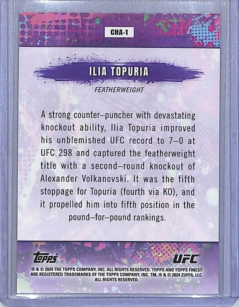 2024 Topps Finest UFC Chaos Refractor #CHA-1 Ilia Topuria NM-MT Featherweight Men MMA Card - UFC/MMA Card Single