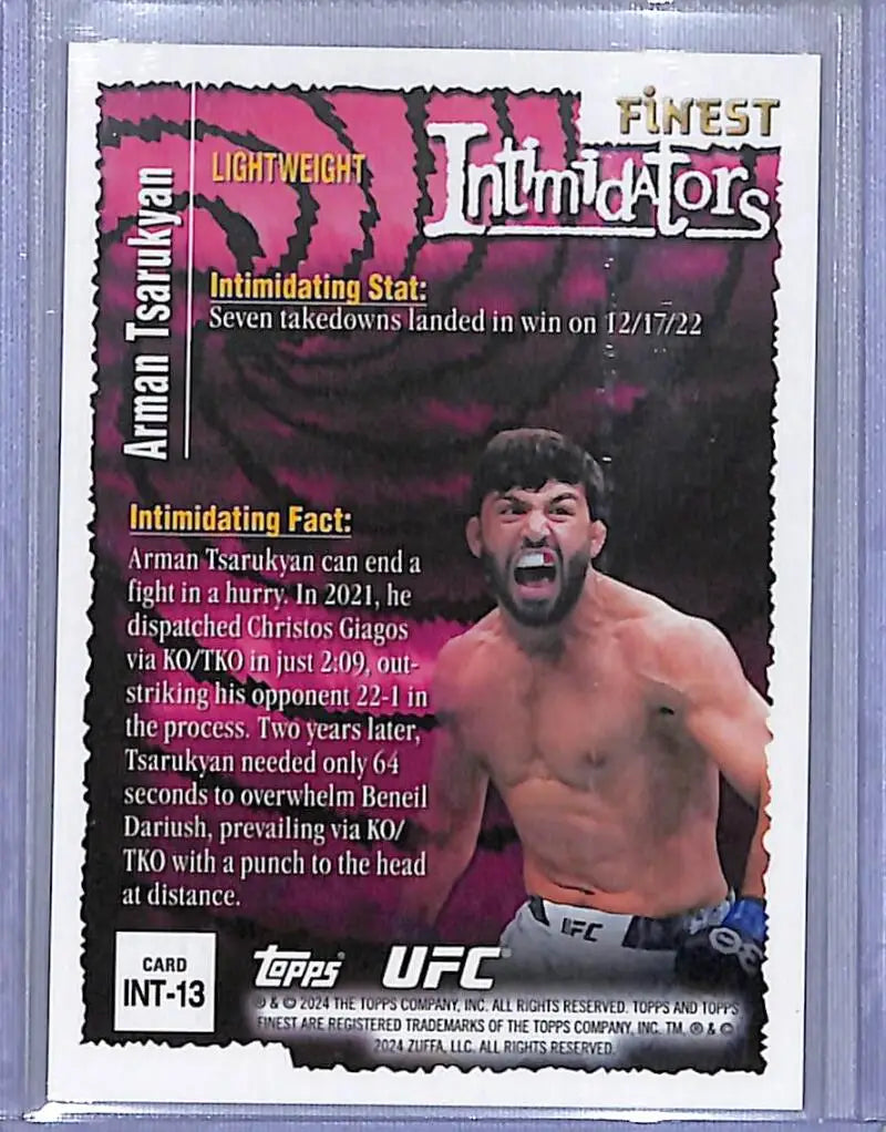 2024 Topps Finest UFC Intimidators Refractor Red Shimmer #INT-13 Arman Tsarukyan NM-MT Lightweight Men MMA Card