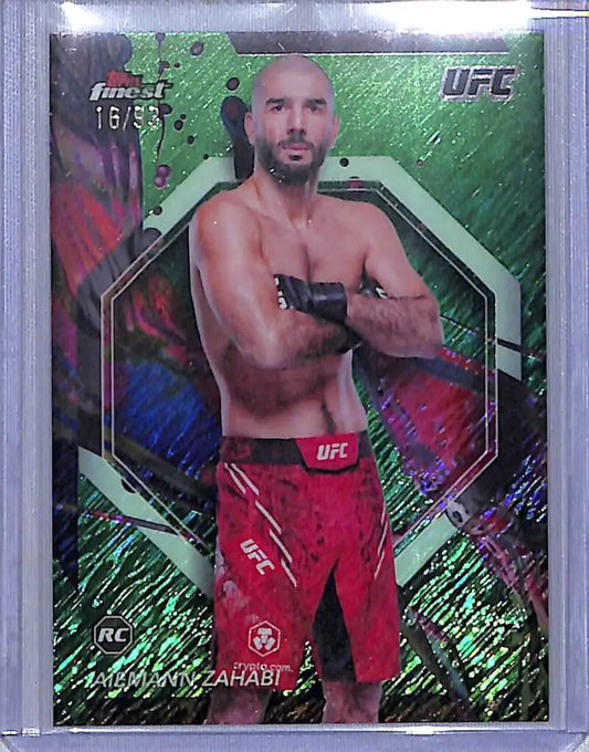 2024 Topps Finest UFC Refractor Green Shimmer #77 Aiemann Zahabi NM-MT RC Rookie /93 Bantamweight Men MMA Card