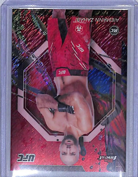 2024 Topps Finest UFC Refractor Red Shimmer #77 Aiemann Zahabi NM-MT RC Rookie Bantamweight Men MMA Card - UFC/MMA Card