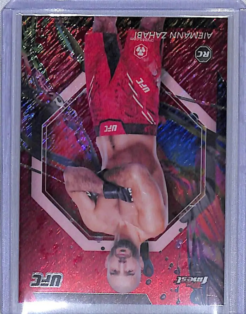 2024 Topps Finest UFC Refractor Red Shimmer #77 Aiemann Zahabi NM-MT RC Rookie Bantamweight Men MMA Card - UFC/MMA Card