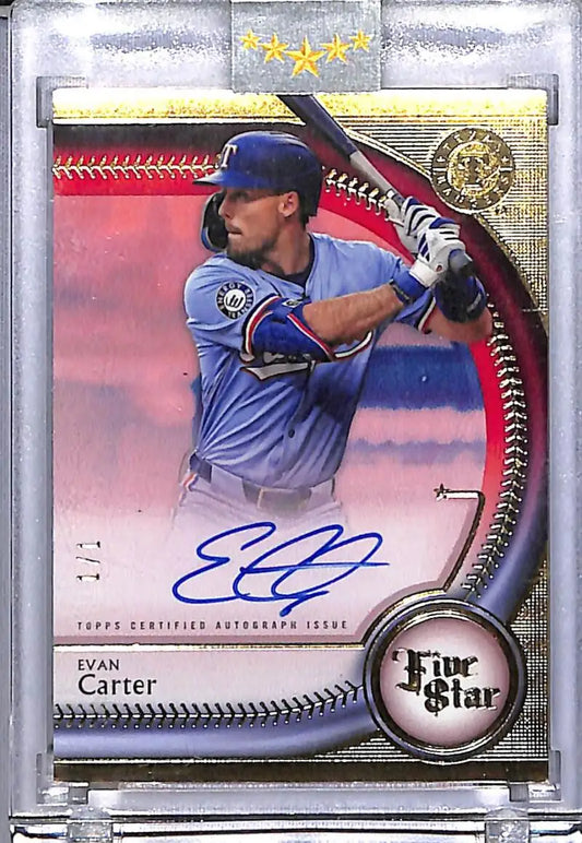 2024 Topps Five Star #FSA-EC Evan Carter NM-MT Auto 1/1 Texas Rangers - Baseball Card Single