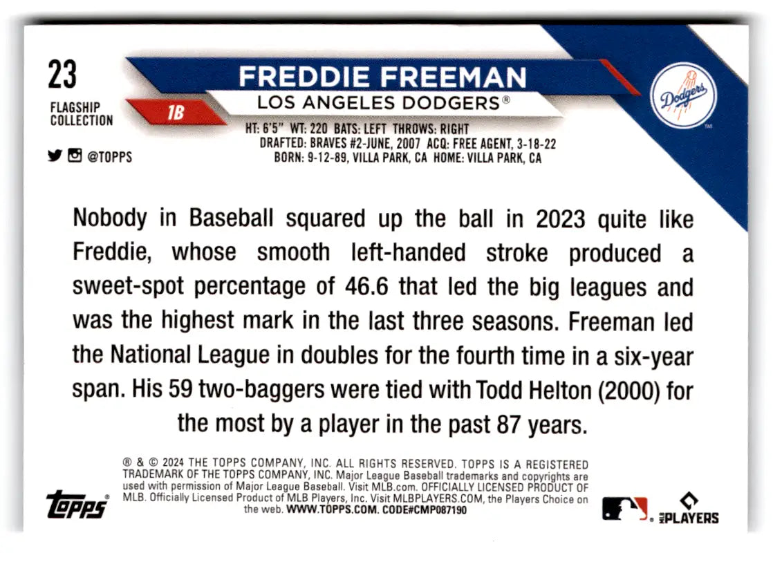 2024 Topps Flagship Collection Freddie Freeman Costco #23 Los Angeles Dodgers - Baseball Card Single