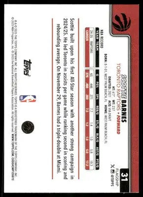 2024 Topps Flagship Scottie Barnes #31 Basketball - Basketball Card Single