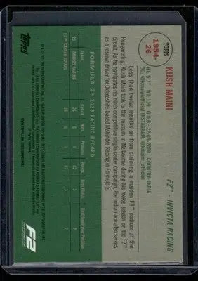 2024 Topps Formula 2 Kush Maini #1954-26 Auto Racing - Racing Card Single