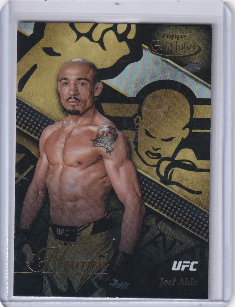 Topps Gold Label Alumni José Aldo trading card of a tattooed fighter in stance
