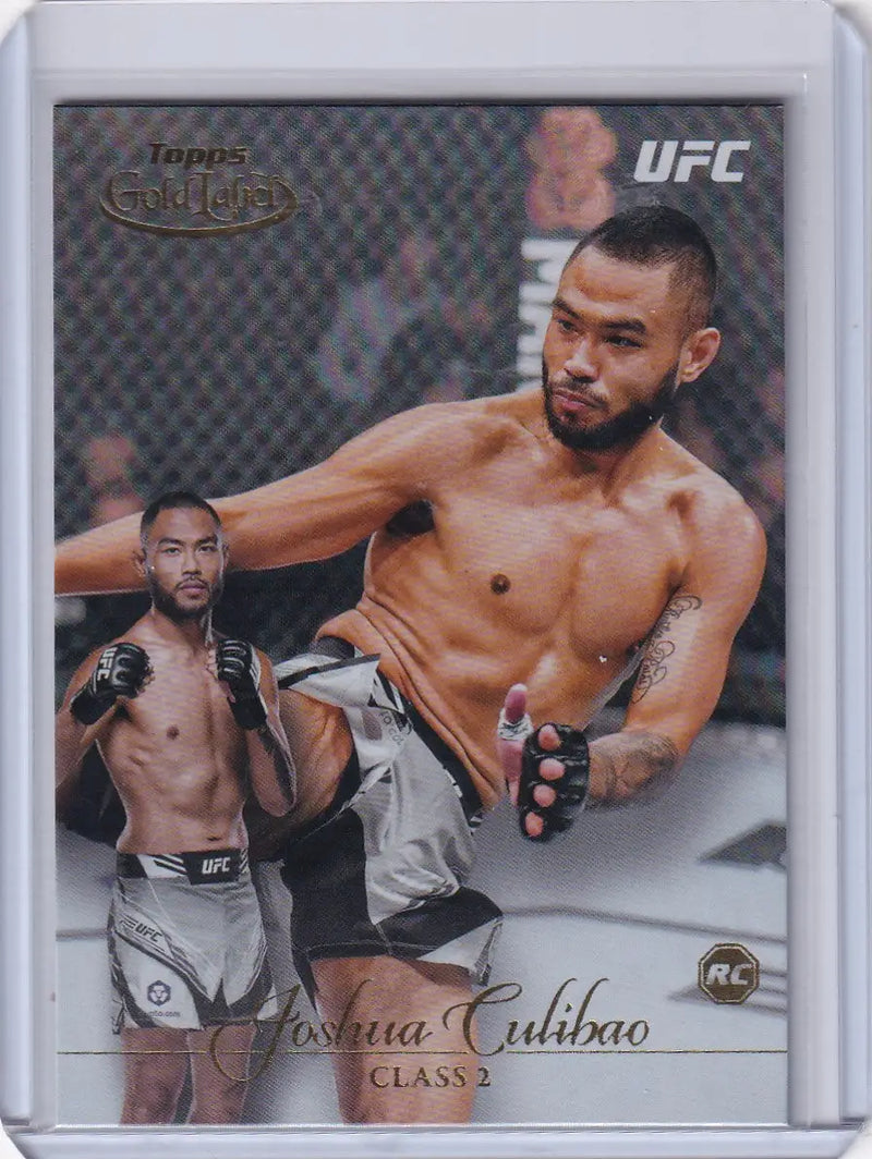 UFC trading card of Joshua Culibao Rookie in gray shorts from Topps Gold Label Class 2