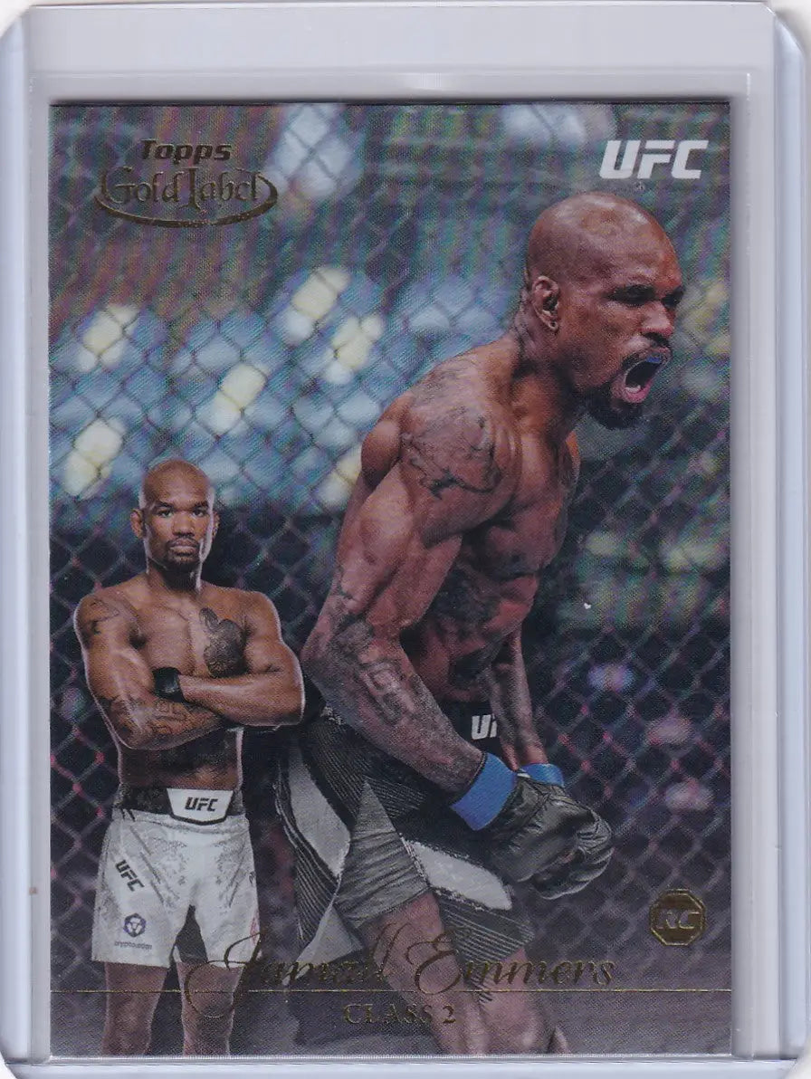 UFC trading card of Jamall Emmers Rookie in Topps Gold Label Class 2 with octagon backdrop