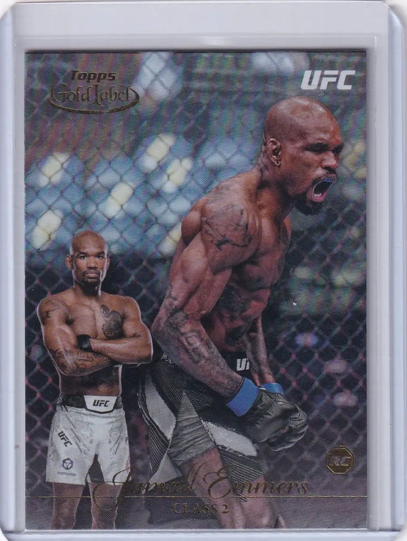 UFC trading card of Jamall Emmers Rookie in Topps Gold Label Class 2 with octagon backdrop