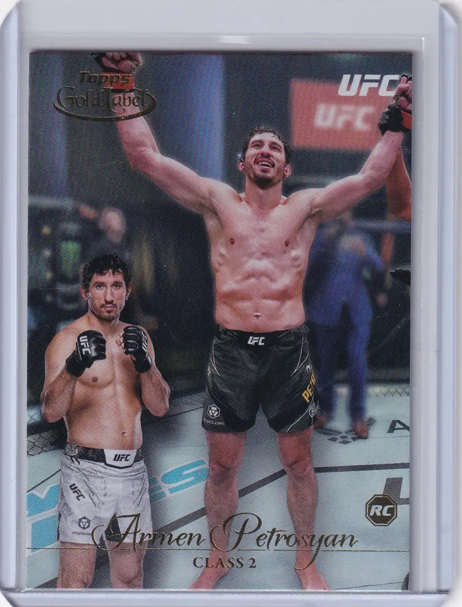 UFC Trading Card of Armen Petrosyan celebrating victory from Topps Gold Label Class 2