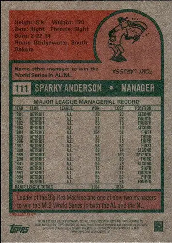 2024 Topps Heritage #111 Sparky Anderson NM-MT Reds ID:70357 - Baseball Card Single