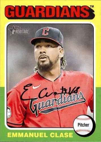 Emmanuel Clase 2024 Topps Heritage baseball card with original gloss and Guardians ID