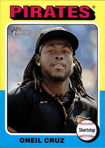 Original gloss 2024 Topps Heritage Oneil Cruz baseball card Pirates ID 70363