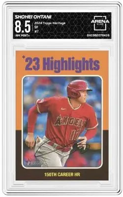 Graded Shohei Ohtani baseball card 8.5 NM-MINT+ Topps Heritage 150th career design