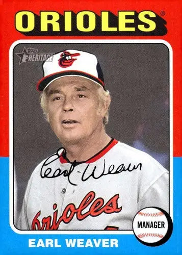 Earl Weaver baseball card from 2024 Topps Heritage with original gloss and NM-MT quality