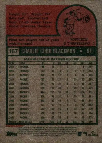 2024 Topps Heritage #167 Charlie Blackmon NM-MT Rockies ID:70164 - Baseball Card Single