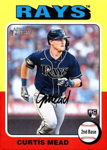Original gloss 2024 Topps Heritage Curtis Mead baseball card rookie Rays ID 70166