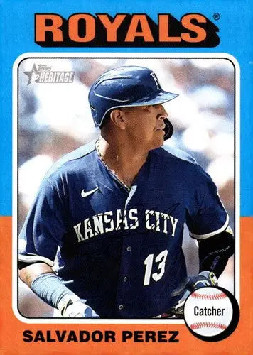Original gloss 2024 Topps Heritage Salvador Perez Baseball Card Royals ID 70378