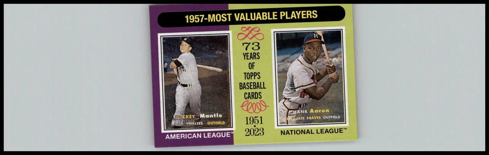 2024 Topps Heritage #190 1957 MVPs (Mickey Mantle / Hank Aaron) MVP Spain - Baseball Card Single