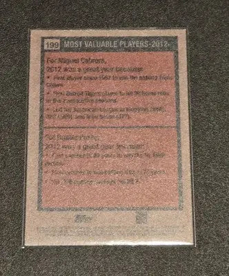 2024 Topps Heritage #199 2012 MVPs (Miguel Cabrera / Buster Posey) MVP - Baseball Card Single