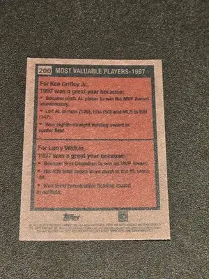 2024 Topps Heritage #200 1997 MVPs (Ken Griffey Jr. / Larry Walker) MVP - Baseball Card Single