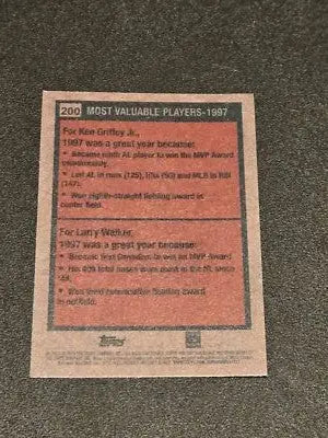 2024 Topps Heritage #200 1997 MVPs (Ken Griffey Jr. / Larry Walker) MVP - Baseball Card Single